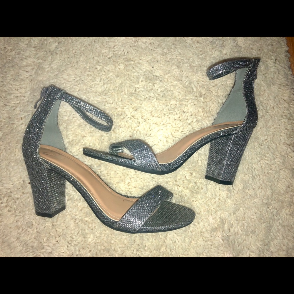 Silver glitter heels